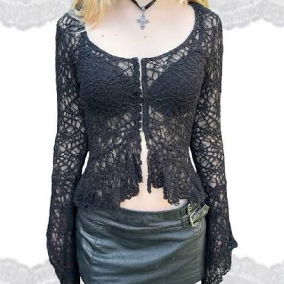 MAJOR ISO LIP SERVICE WEBUTANTE SPIDERWEB CARDIGAN - Picture 3 of 4